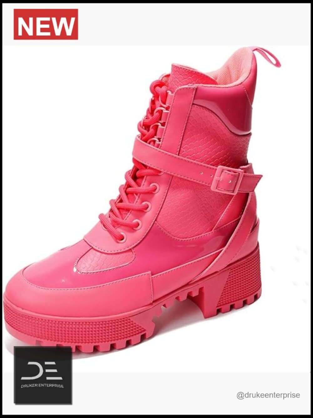 Chunky Heel Combat Boots Platform Lace Up Ankle Boots Fall Winter Streetwear